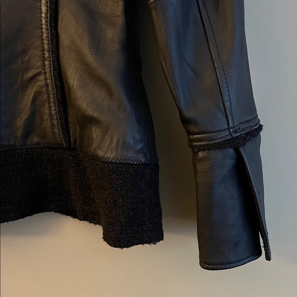 Leather & Wool Jacket with Tie Detail - Picture 11 of 16